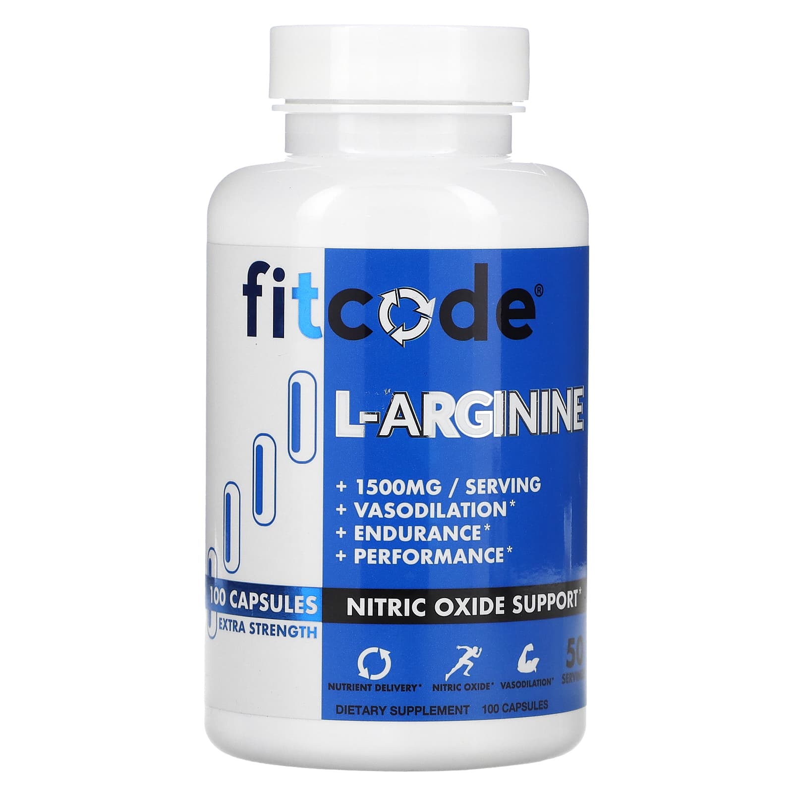 

L-Arginine, Extra Strength, 1,500Mg, 100 Capsules (750Mg per Capsule)