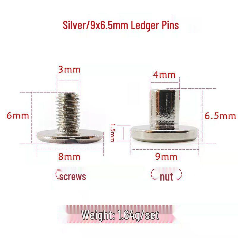 Stainless Steel Male-Female Bag Screw with Pure Copper Buckle and Flat Head Rivet Lock Accessories