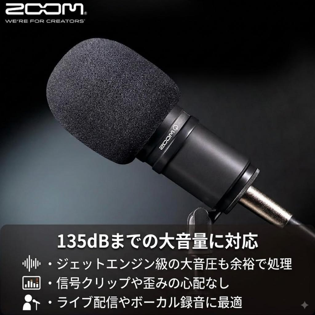ZOOM Dynamic Microphone XLR Supercardioid Streaming Microphone Black ZDM1-PMP