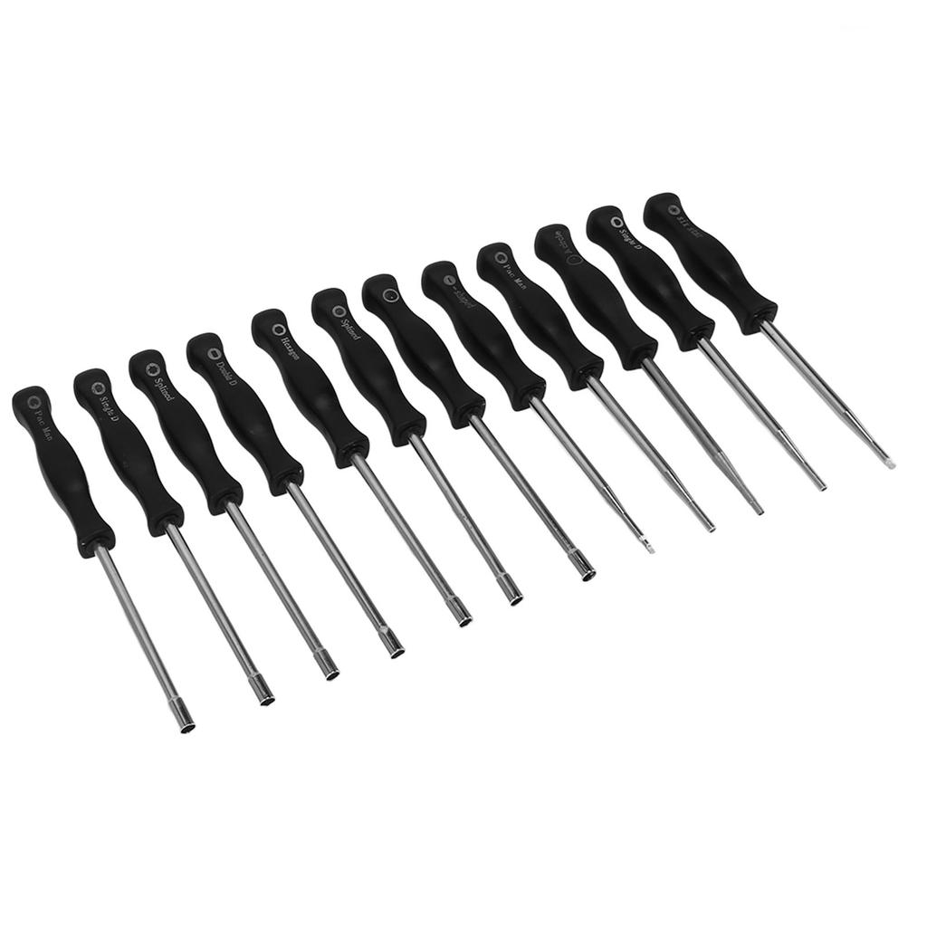 Vergaser Einstellset mit 12 Schraubendrehern 1 Drahtbürste Komfortgriff Vergaser Reparatur