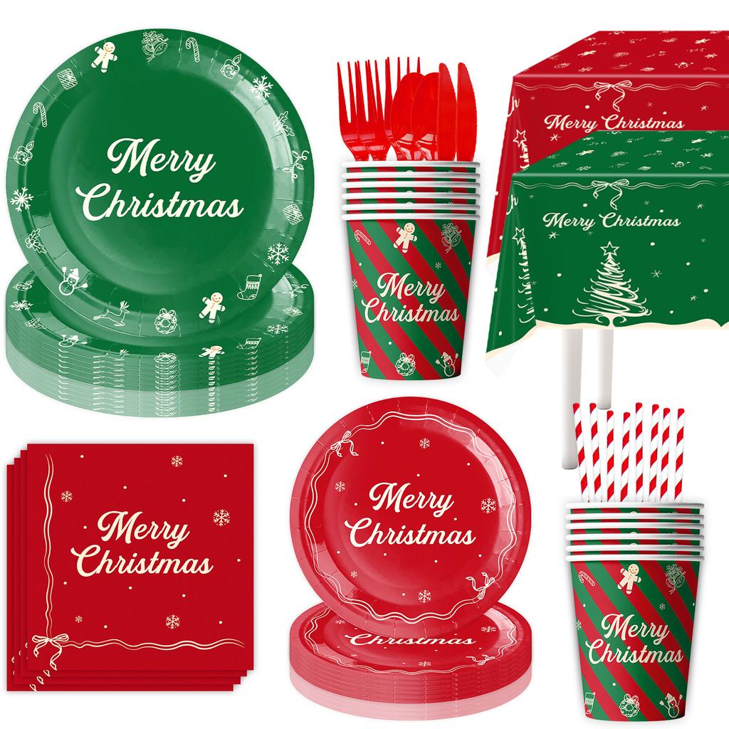 Christmas Themed Party Supplies Holiday Decorations Party Arrangements Christmas Flag Paper Plates Paper Cups Paper Towels