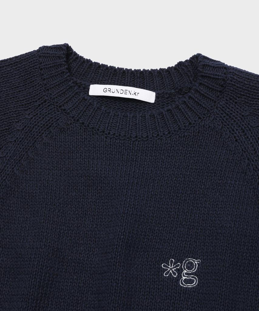 Geulleondeun Plump Short-Sleeve Knit Sweater (Ink Navy)