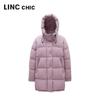 Jinyujie Women's Mid-length Hooded 90% Duck Down Puffer Jacket