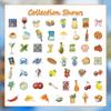 54 Pieces of Charming Graffiti Stickers Featuring Food, Fruits, Elements for A Journal, Water Bottle, and Suitcase Stickers