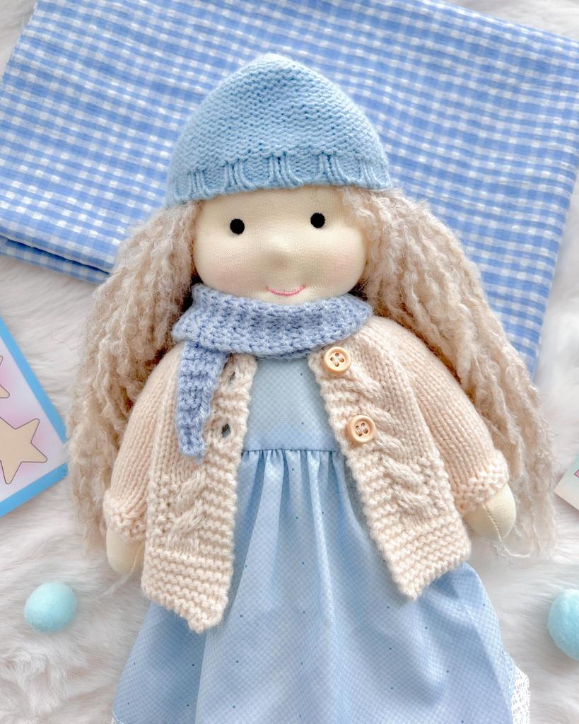 BlissfulPixie Waldorf Doll Handmade Doll Laura 30cm Soft Girl Cute Stuffed Animal Best Doll for Kids -