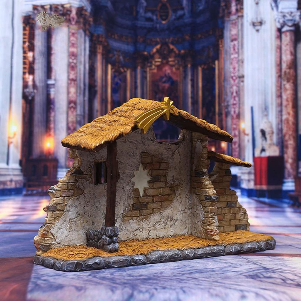 Nativity Scene Figurine Christmas Manger Realistic Christmas Holiday Desktop Decor Gift for Living Table Holiday Gift Set, Statue, Ornament, Home,