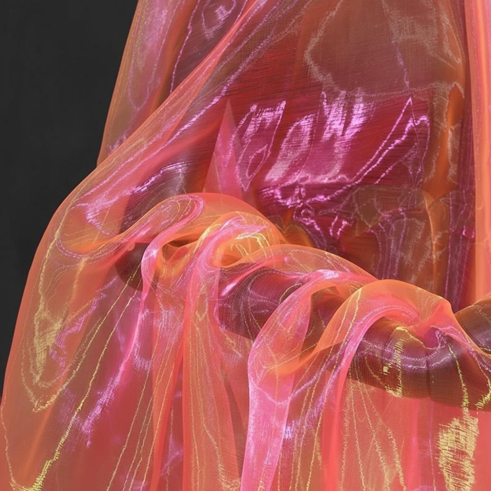 100x150cm Dwukolorowa Tkanina Gradientowa Kolorowa Lekka Tkanina Szyfonowa Przezroczysta Cienka Siatka Organzowa Dekoracyjny Brzeg