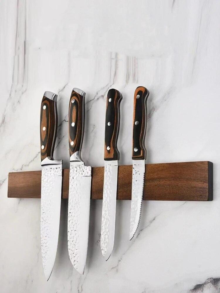 Magnetic Knife Strip for Wall,Knife Holder for Knives, Black Walnut Wood, Wall Mount, For Kitchen Utensils, Knives and Tools