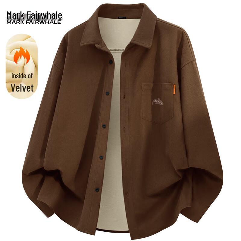 Mark Huafei Unisex American Retro Corduroy Long-Sleeve Shirt Jacket