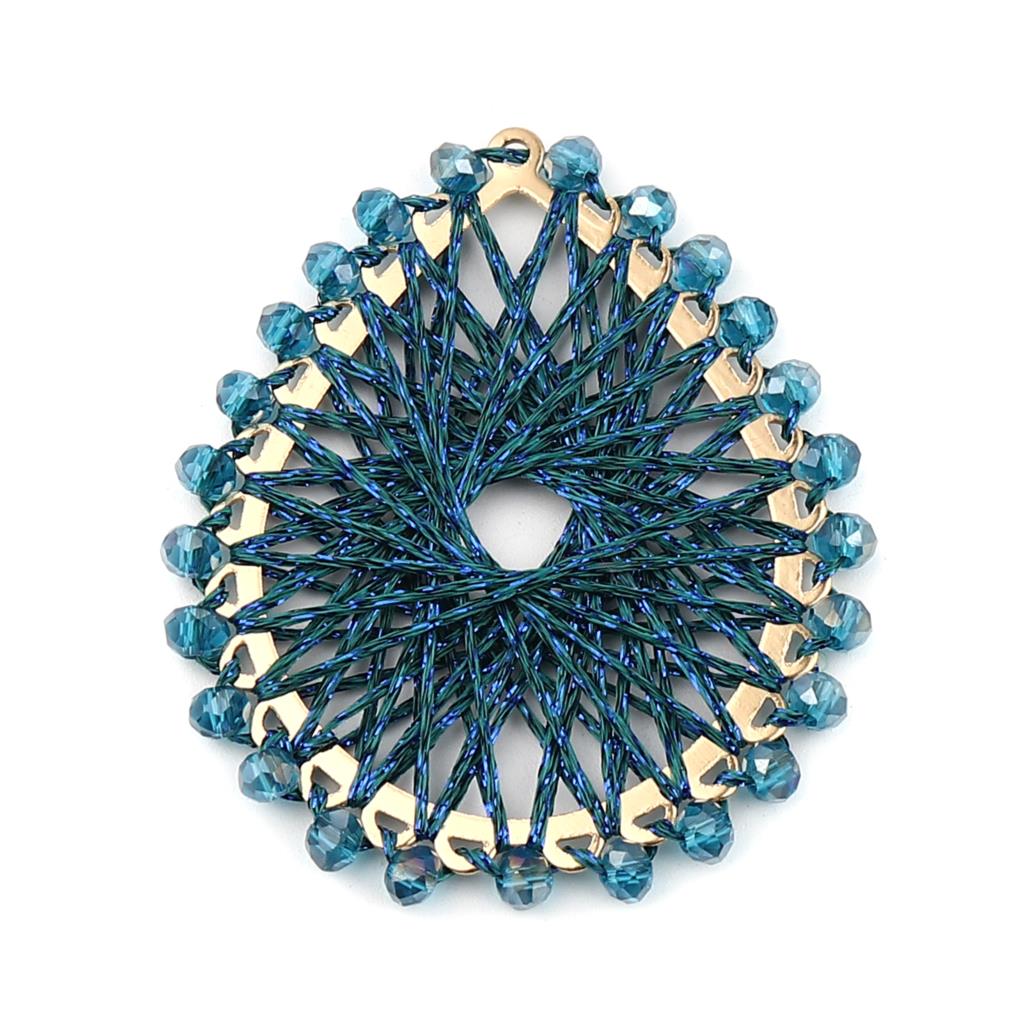 

DoreenBeads Iron Based Alloy & Glass Thread Wrapped Pendants For Jewelry Making Drop Gold Color Multicolor 55mm x 47mm 2 PCs
