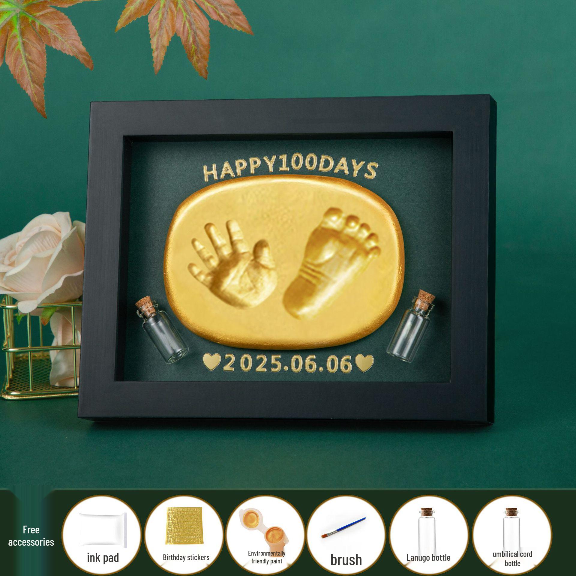

Newborn Keepsake Frame Kit: Handprint, Footprint, Hair & Cord Mementos for 100-Day Celebration