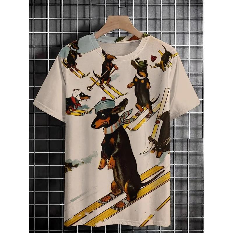 Vacation Cowboy Cat Pattern T Shirt For Men Cute Animal 3D Printed XXS