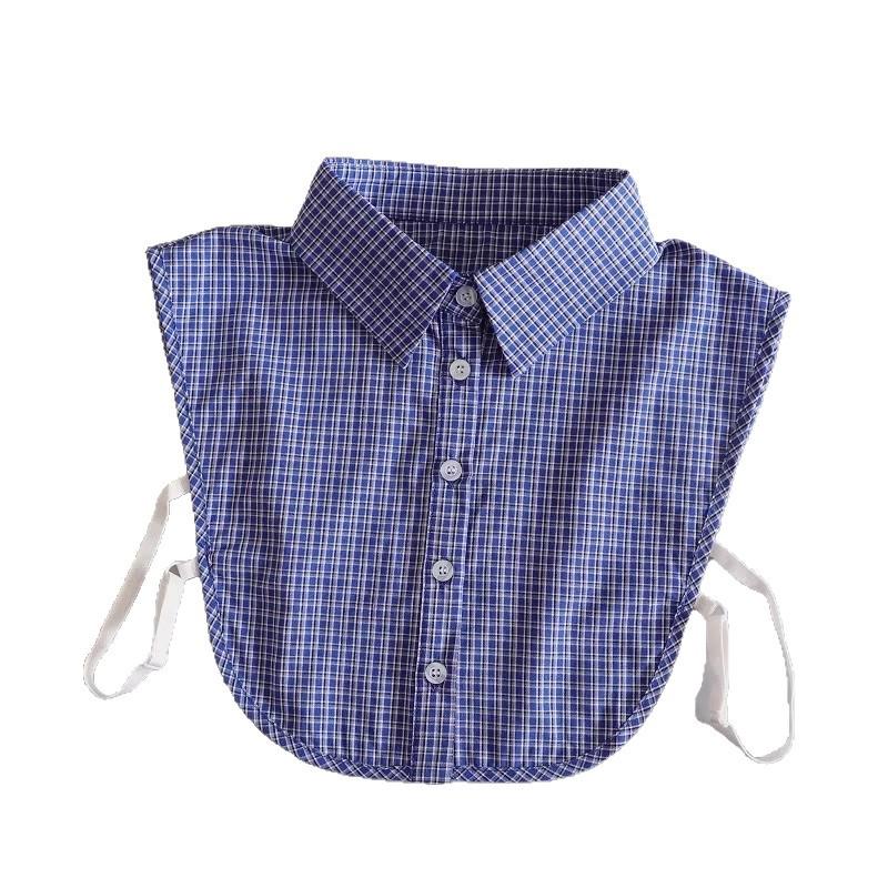 Versatile Blue Plaid Faux Collar for Girls: Multifunctional Layer for Spring, Autumn, and Winter
