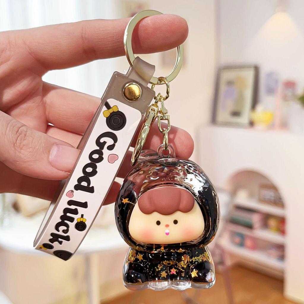 Douyin Blinking Fruit Charms Acrylic Keychain - Cute Oil-Filled Pendant Gift Ornament