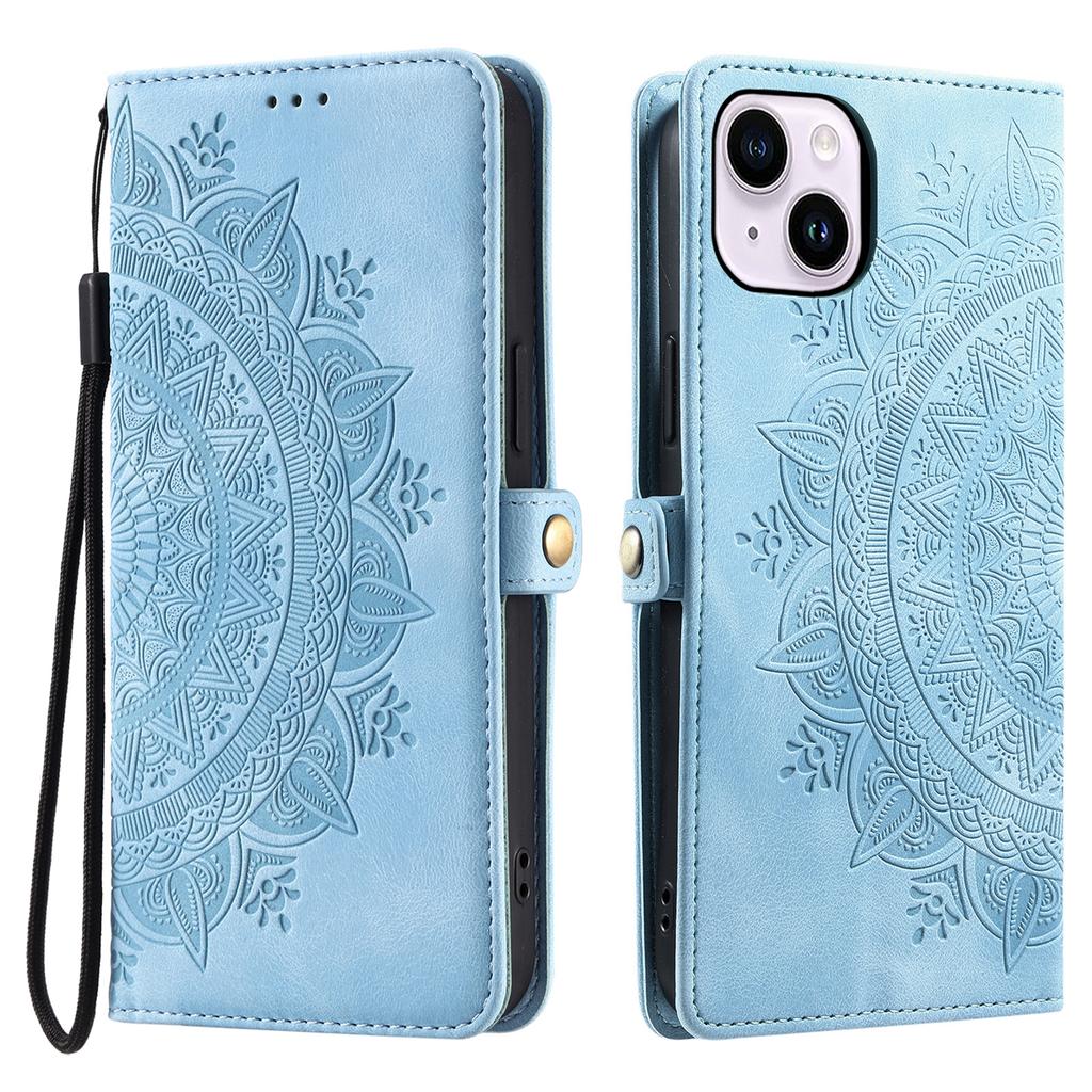 Stil 016 Für iPhone 15 Hülle Hautgefühl Totem Prägung Brieftasche Leder Handyhülle