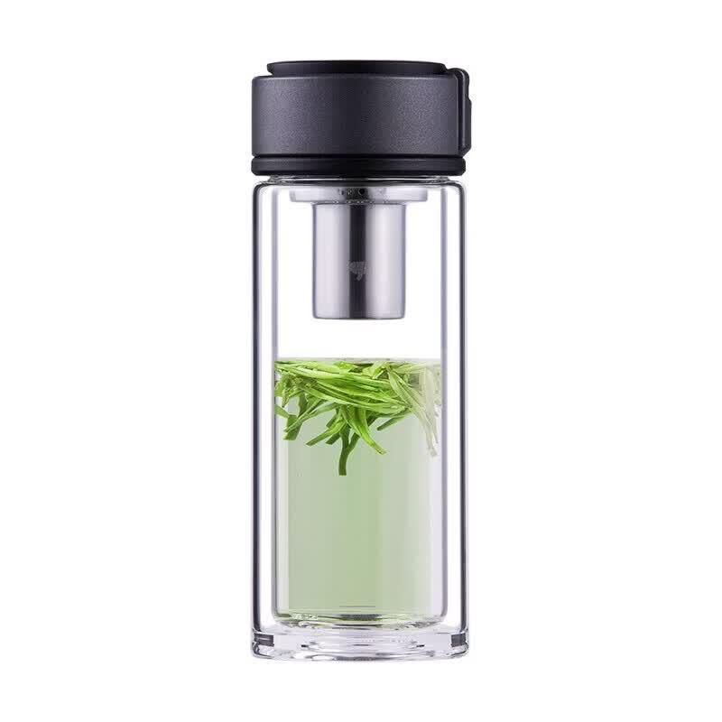 WANXIANG Portable Large Capacity Glass Water Bottle with Tea Infuser