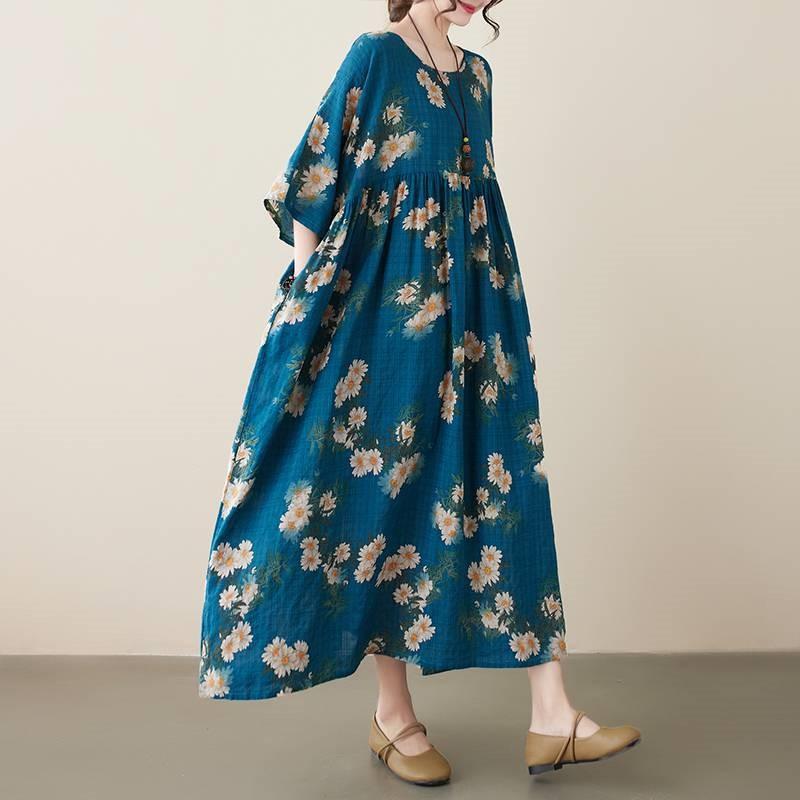 Johnature Frau Frühlingsmode Vintage Lose Chinesischen Stil A-linie Kleid Kurze Ärmel O-ausschnitt Kleid