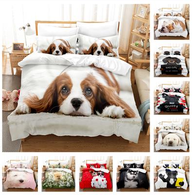 3D Haustier Hund Bettwäsche Set King Queen Bett Bettbezug Kissenbezüge 2/3tlg Tier Bezug Set Kind Erwachsener Geschenk