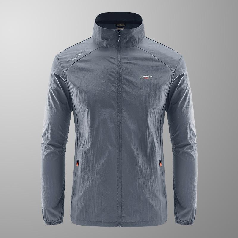 Summer 1011 men's ultra-thin breathable stand-collar UV protection jacket, fishing suit men's skin clothing live stream