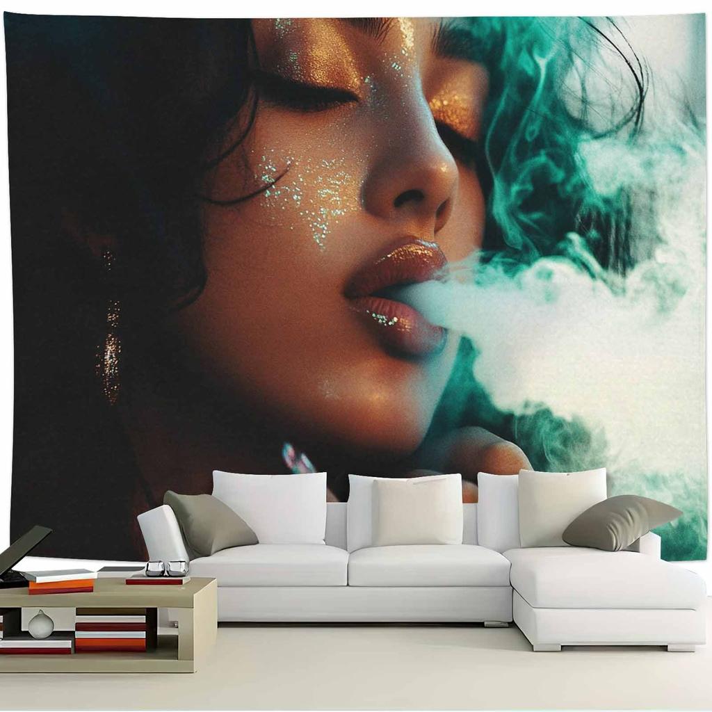 1pc Striking Cyberpunk Girl Design Soft Fabric Tapestry Polyester AntiWrinkle Tapestry for Living Room Bedroom Office