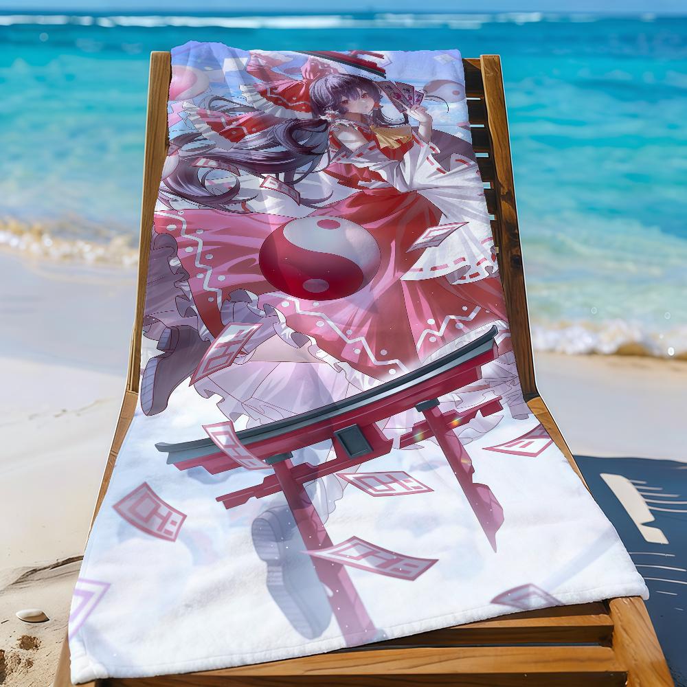 Game Reimu Hakurei T-Touhou P-Projects Towel Sports Quick Dry Travel Camping Gear Sandproof Soft Light Large Beach Towel