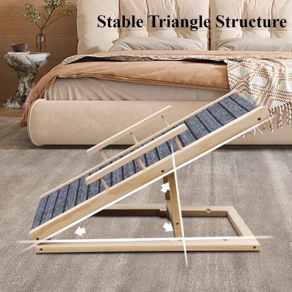 Pet Ladder Foldable Anti-skid Solid Wood Dog Slope Elderly Dog Assisted Ladder Adjustable Scratch Resistant Household Pet Ramp