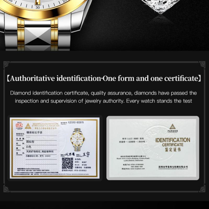 OUPINKE Montre Homme Double Calendrier Montre Mécanique Automatique Montre Diamant Haut De Gamme Étanche