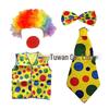 Colorful Clown Polka Dot Costume Set with Nose, Hat, Wig, Bow Tie, and Magic Props.