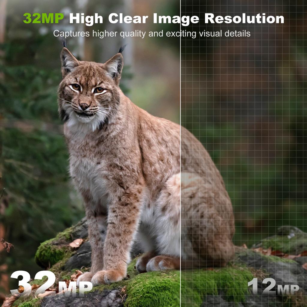 Outdoor-Kamera, kabellos, solarbetrieben, Jagdkamera, 32 MP, BT, Infrarot, 4G, SIM-Karte, BT Quick Connect