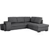 Reversible Convertible Corner Sofa - 4/5 Seats - MITCHELL - Anthracite Corduroy Fabric - Storage, Pouffes - 247 X 205 X 91 Cm