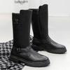 Fashion Size 38-46 Men's Fashionable High-Top Leather Boots Genuine Cowhide Shoes Side Zipper Thick-Sole Cowboy Boots for Everyday Wear