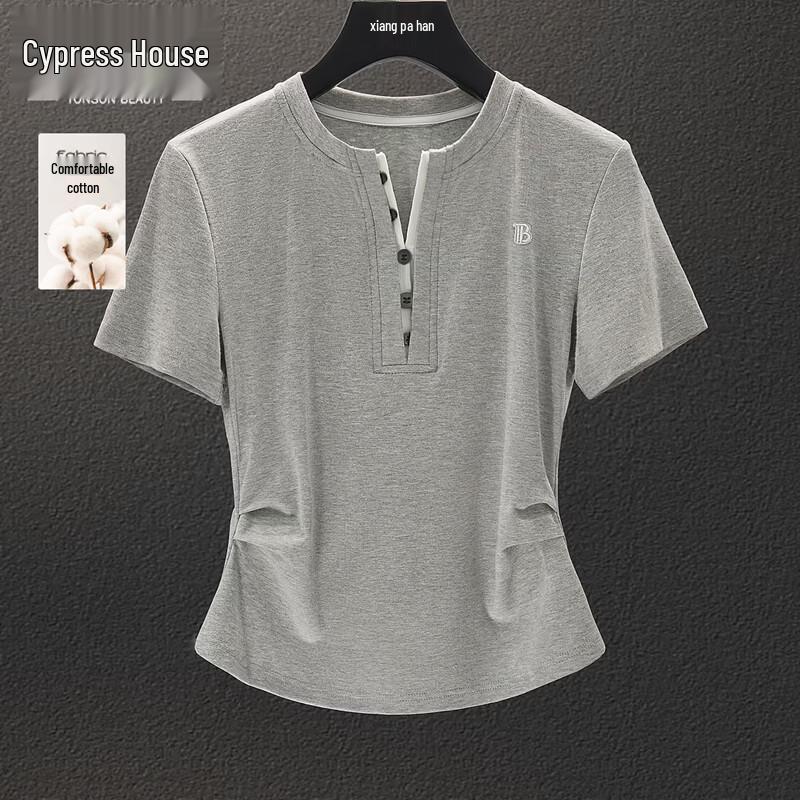 Women s Color-Block Pleated Slim-Fit T-Shirt M