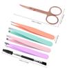 Professional Eyebrow Tweezers 6 Pcs Set  - Stainless Steel Tweezers & Curved Scissors for Precise Shaping with Case. Ideal for Ingrown Hair Removal.