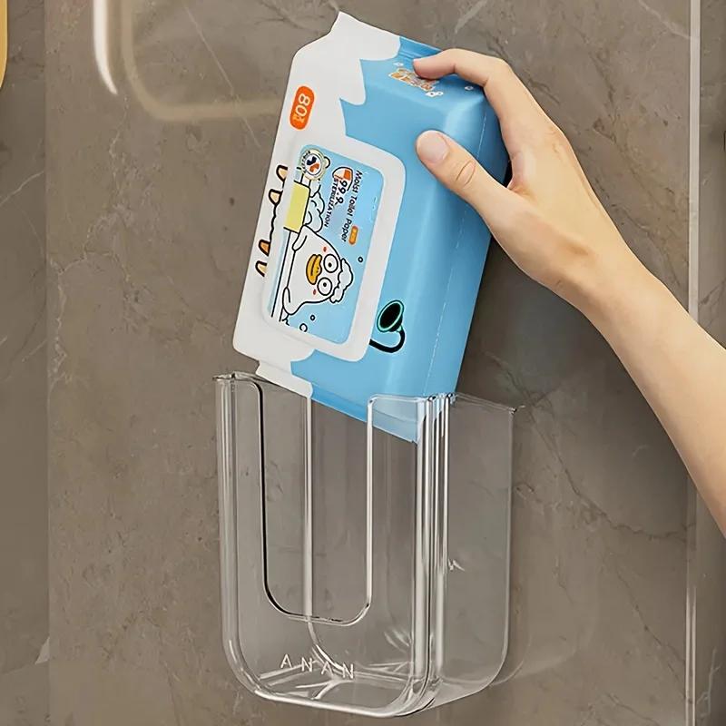 Bathroom Non Perforated Wall Mounted Wet Tissue Storage Box with Large Opening and Strong Load-bearing Capacity