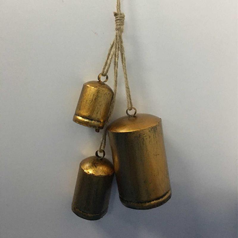 Sinos de latão rústicos Harmony Vintage Sinos de vaca de Natal para decoração 3PCS Bronze Cowbell Crafts Country Style Decoração de casa