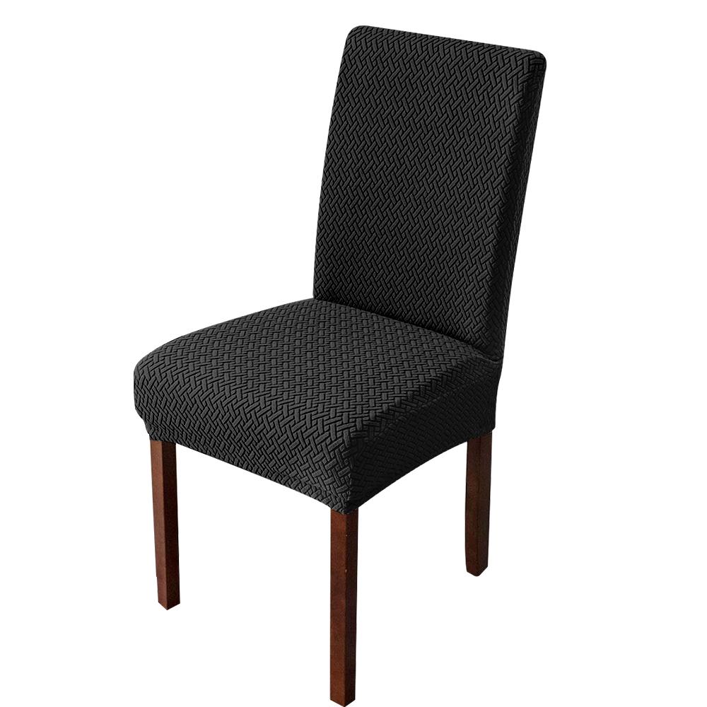 

T-Jacquard Dining Chair Cover Solid Color Soft Elastic Fabric Chair Slipcover Protector Washable Kitchen Living Room Wedding 1PC чёрный