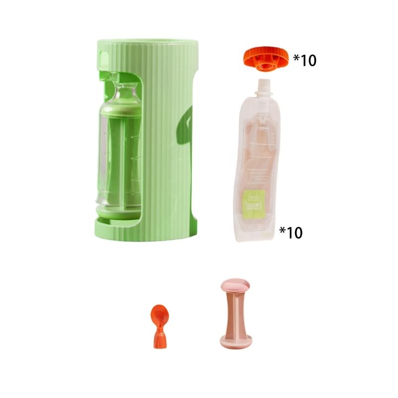 

Reusable Baby Food Pouch Maker Includes Bags Manual Squeeze Tool For Fruit Vegetables Dishwasher Safe Travel Feeding зелений