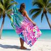 Vibrant Leaf Flower Microfiber Beach Towel 2D Flat Printed Waterproof Sandproof Travel Bath Towel For Seaside Holiday