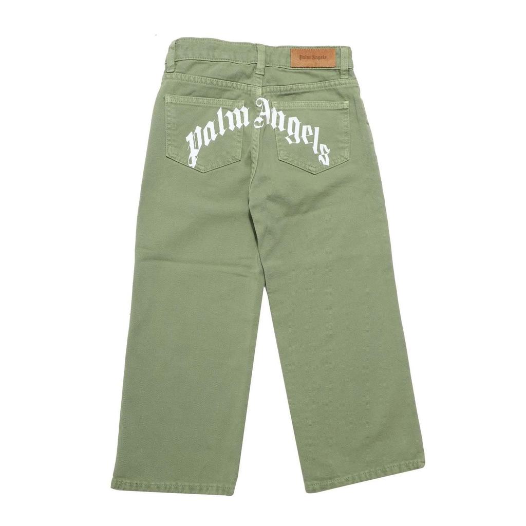 Palm Angels Childrens/Kids Curved Logo Leather Badge Wide Leg Trousers