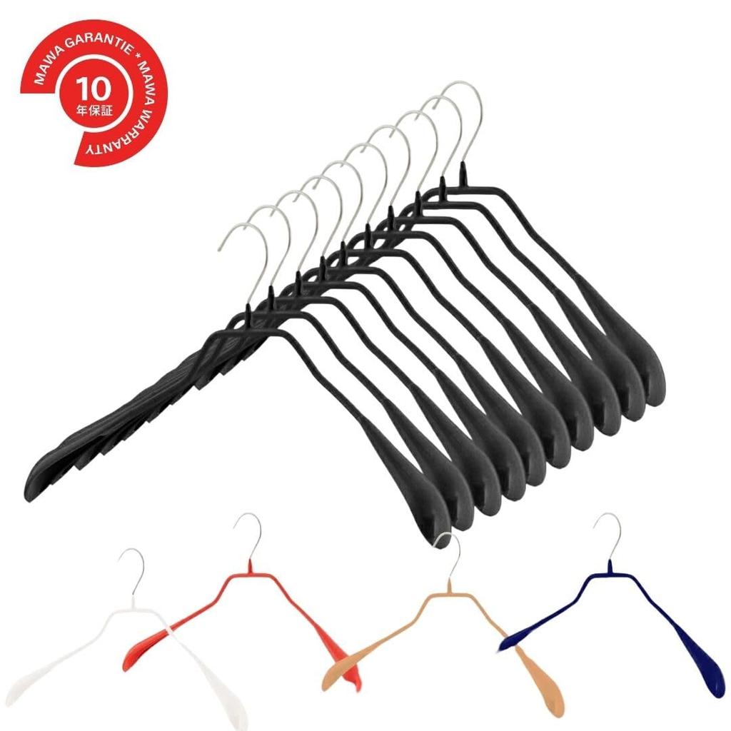 MAWA Bodyform 42 Hangers for Suits and Coats S and Set of Warranty Non-Slip (Women's M, Men's M), Black, MA4411, 10, 10-Year