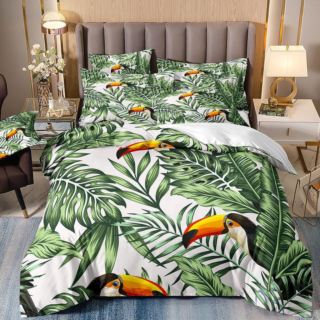 Tropical Rainforest 3D Printed Bedding Three-Piece Plant Flower Quilt Cover