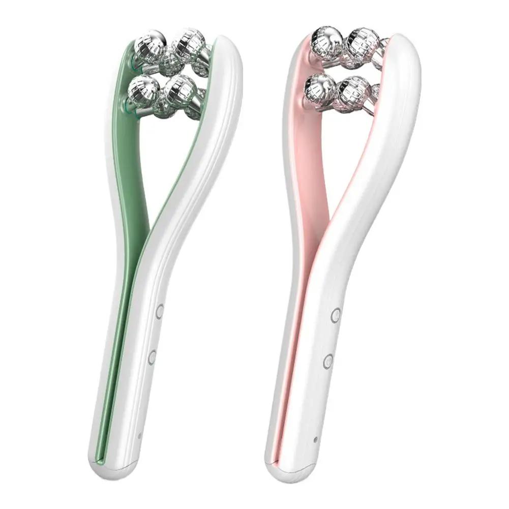 New Professional EMS Dual-Roller Facial Massager - Microcurrent Neck Firming Device with V-Lift Technology for Home Beauty Care