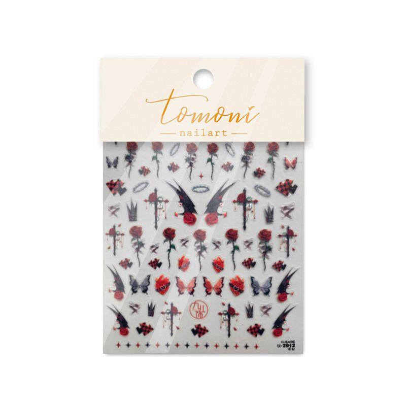 

Темно-красная роза бабочка наклейка для ногтей Tomoni тисненый бестселлер милая наклейка для ногтей японский стиль украшение для ногтей Rose Butterfly 2912((Thin and tough))