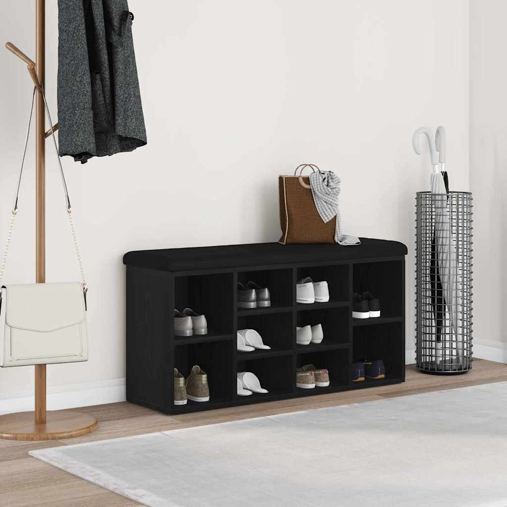 Shoe Bench Black Oak Effect 102 X 32 X 50 Cm Engineered Wood