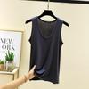Oval neck elastic loose vest summer modal fashion versatile large size bottoming shirt hem arc women's top