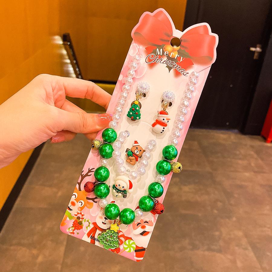 Children's Holiday Jewelry Set: Reindeer Bracelet, Ear Clip, & Ring - Perfect Christmas Gift