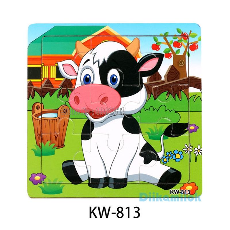 9pcs Wooden Puzzle Cognition Animals And Vehicles Jigsaw Kindergarten Educational Toys Kids Wood Toy Gift