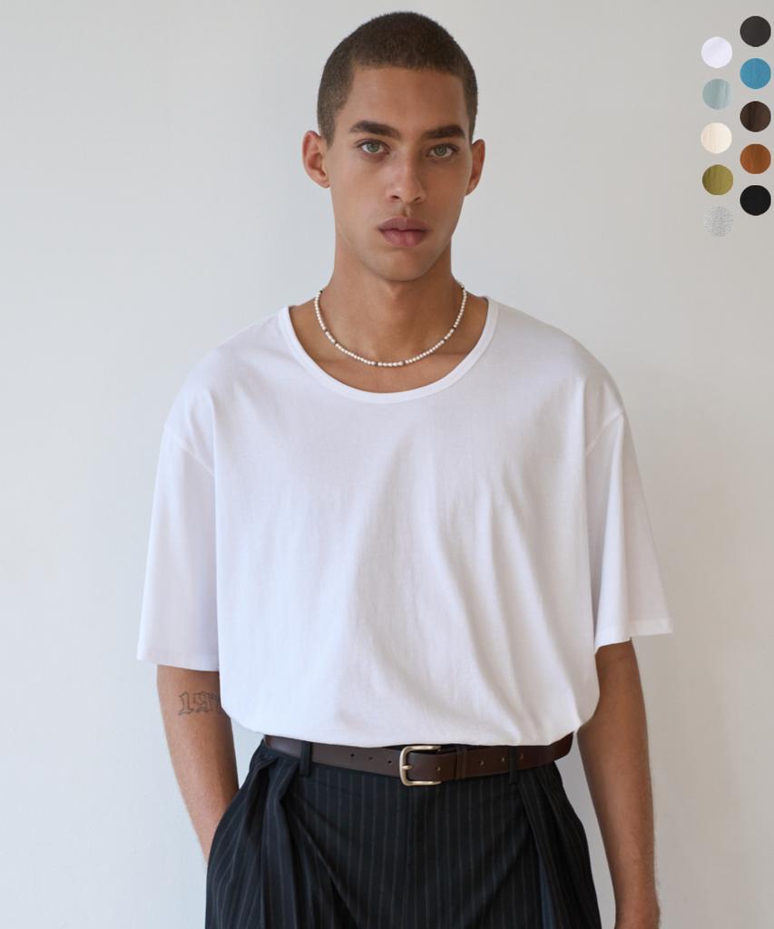 TRIP LE SENS Basic U-Neck Silket Cotton T-Shirt_10 Colors (F Type)