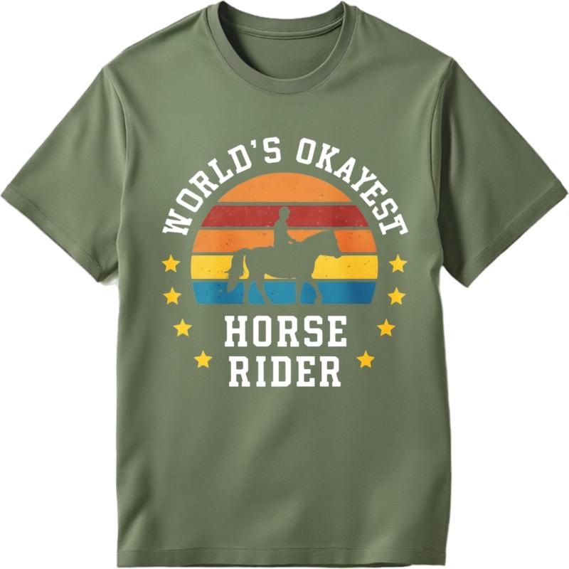 Vintage Tshirt Minimalist Tshirt Adult Unisex Round Neck Tshirt Casual Worlds Okayest Horse Rider Sunset Design Cool Boys Tops