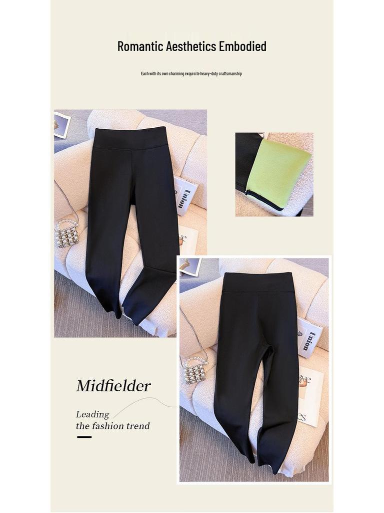 Plus Size Winter Velvet Leggings for Women, 130-350 Jin - Elastic Casual Pencil Pants
